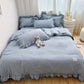 🛏️ 50% RABATT NU! ✨ 4-delat sängklädeset – enfärgat med volangkant – mjukt, andningsbart & romantiskt – perfekt för en lyxig sovplats 🌸