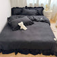 🛏️ 50% RABATT NU! ✨ 4-delat sängklädeset – enfärgat med volangkant – mjukt, andningsbart & romantiskt – perfekt för en lyxig sovplats 🌸