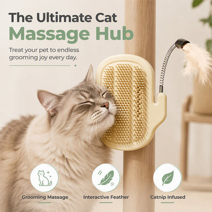 2-in-1 Pet Corner Self Groomer with Feather Wand