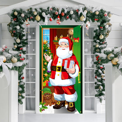🎄 50% RABATT NU! Juldekoration för ytterdörr – festligt dörröverdrag med tomte, alver & banderoll – enkel installation på under en minut ✨