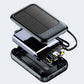 🔋 50% RABATT NU! Självförsörjande mini solpowerbank med inbyggd kabel – fyra kablar, solcellsladdning & LED-ficklampa – perfekt för utomhus och nödsituationer ✨