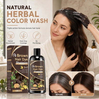 🌿 50% RABATT NU! Herbal 3-in-1 Hair Dye Shampoo – naturlig täckning av grå rötter, ingefära & ginseng – fyllig färg på 15 minuter ✨