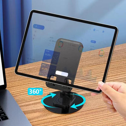 📱 50% RABATT NU! ✨ Aluminiumlegerat roterande mobil- och surfplattstativ – 360° rotation, hopfällbart & ergonomiskt – perfekt för arbete, studier och video 💻
