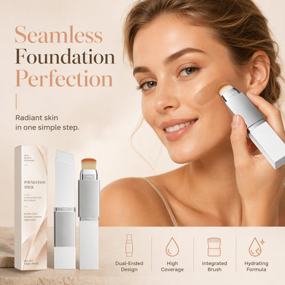 💄 50% RABATT NU! 2-in-1 High Coverage Foundation Stick – felfri matt hud, dubbelsidig & enkel applicering – perfekt för blemmor, rodnad och torr hud ✨
