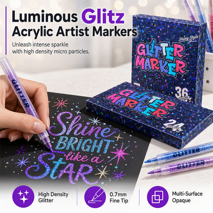 ✨ 50% RABATT NU! 🎨 Glitter Acrylmärkpennor – intensiv lyster, 0,7 mm precisionsspets & vattentät finish – perfekt för kort, keramik och kreativa projekt ✨