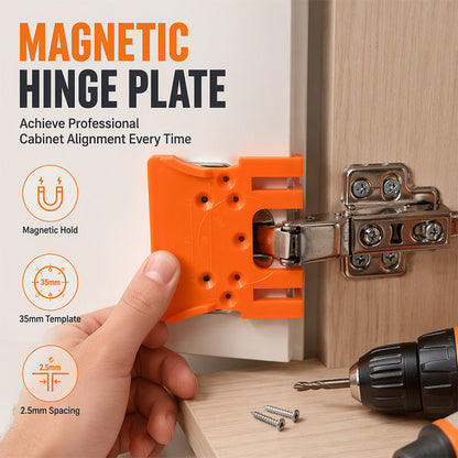 ⭐ 50% RABATT NU! 🔧 Magnetisk gångjärnsplatta med 2,5 mm distans – perfekt 35 mm gångjärnsinstallation, exakt dörravstånd & enhetliga linjer – perfekt för snickeri och köksrenovering ✨