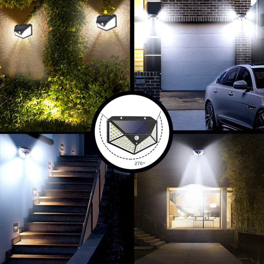 💡 50% RABATT NU! ✨ Solcellsvägglampa med rörelsesensor – 100 LED, 120° detektering & IP65 vattentät – perfekt för trädgård, uppfart och entré 🏡