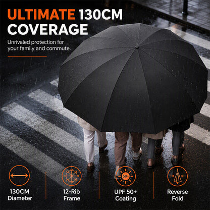 ☔ 50% RABATT NU! Extra Large Windproof Folding Umbrella– perfekt för familjen och pendlare ✨
