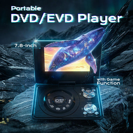 🎬 50% RABATT NU! 📀 7.8-tums portabel DVD/EVD-spelare med spelfunktion – ultaportabel, brett formatstöd & inbyggt batteri – perfekt för bilresor, flyg och fritid ✨