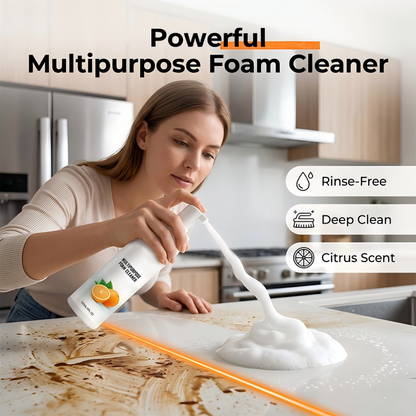 🧼 50% RABATT NU! 🍊 Multipurpose Foam Cleaner Spray – kraftfull, sköljfri & citrusdoft – perfekt för läder, tyg, vinyl, trä och metall ✨