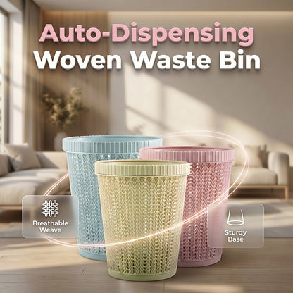🗑️ 50% RABATT NU! ✨ Automatisk påsmatande sophink – elegant vävd design, enkel påsbyte & helt tvättbar – perfekt för badrum, kontor och barnrum