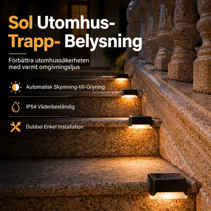 ☀️ 50% RABATT NU! Utomhus solenergidriven stegbelysning – vattentät LED för trädgårdstrappor, staket och bakgårdar – perfekt för säkerhet och stämning 💡