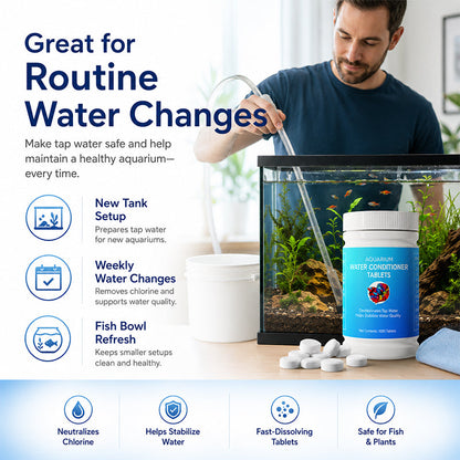 💧 50% RABATT NU! Aquarium Dechlorinator Water Conditioner Tablets – snabb avklorering, stabiliserande vattenvård & praktisk tablettdesign – perfekt för säkra vattenbyten och friskare fiskar ✨
