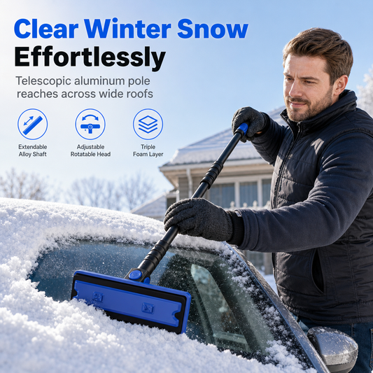 🚗❄️ 50% RABATT NU! Bil snöskovel och vindruteskrapa – utdragbart skaft, tjockt skum & robust metallskrapa – perfekt för snabba och säkra vintermorgnar ✨