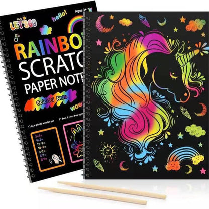 🎨 50% RABATT NU! Kreativ regnbågs-skrapanteckningsbok – 20-pack, livfulla färger & giftfri – perfekt för kladdfri kreativ lek för barn och vuxna ✨