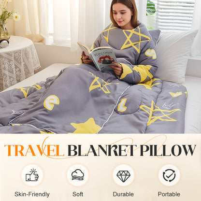 🧣 50% RABATT NU! 2-i-1 filt och stödkudde – bärbar med ärmar, dold dragkedja & maskintvättbar – perfekt för kontor, resor och soffan ✨