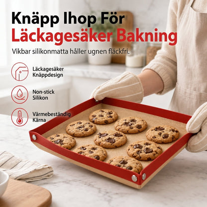 🧁 50% RABATT NU! Non-stick silikonbakmatta med snapshörn – värmebeständig glasfiberkärna, läckagesäker form & enkel rengöring – perfekt för macarons, bakverk och röriga ugnsbak ✨