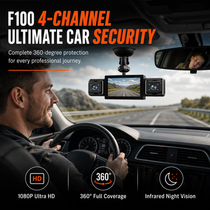 🚗 50 % RABATT NU! 📹 F100 4-linsig bilkamera med 1080p HD – infrarött mörkerseende och GPS-synkronisering, för bredare kameratäckning i bilen ✨